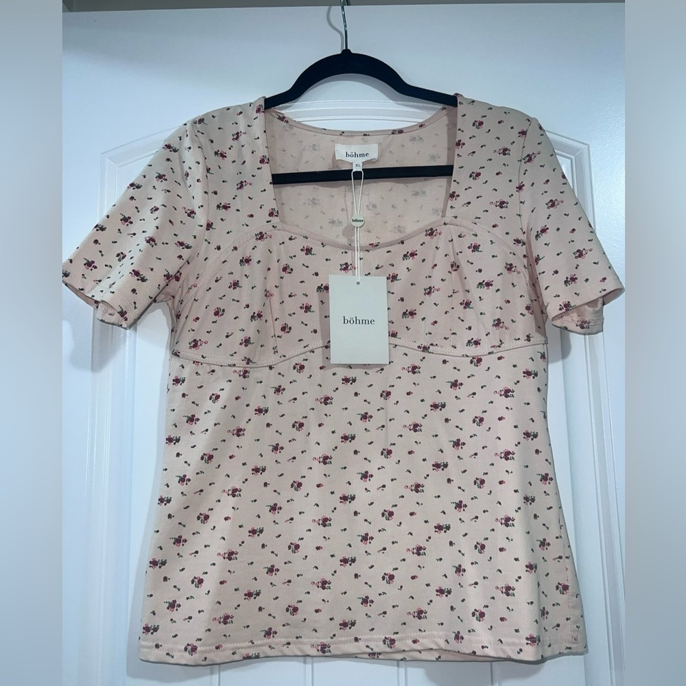 Bohme Blush Floral Short Sleeve Top